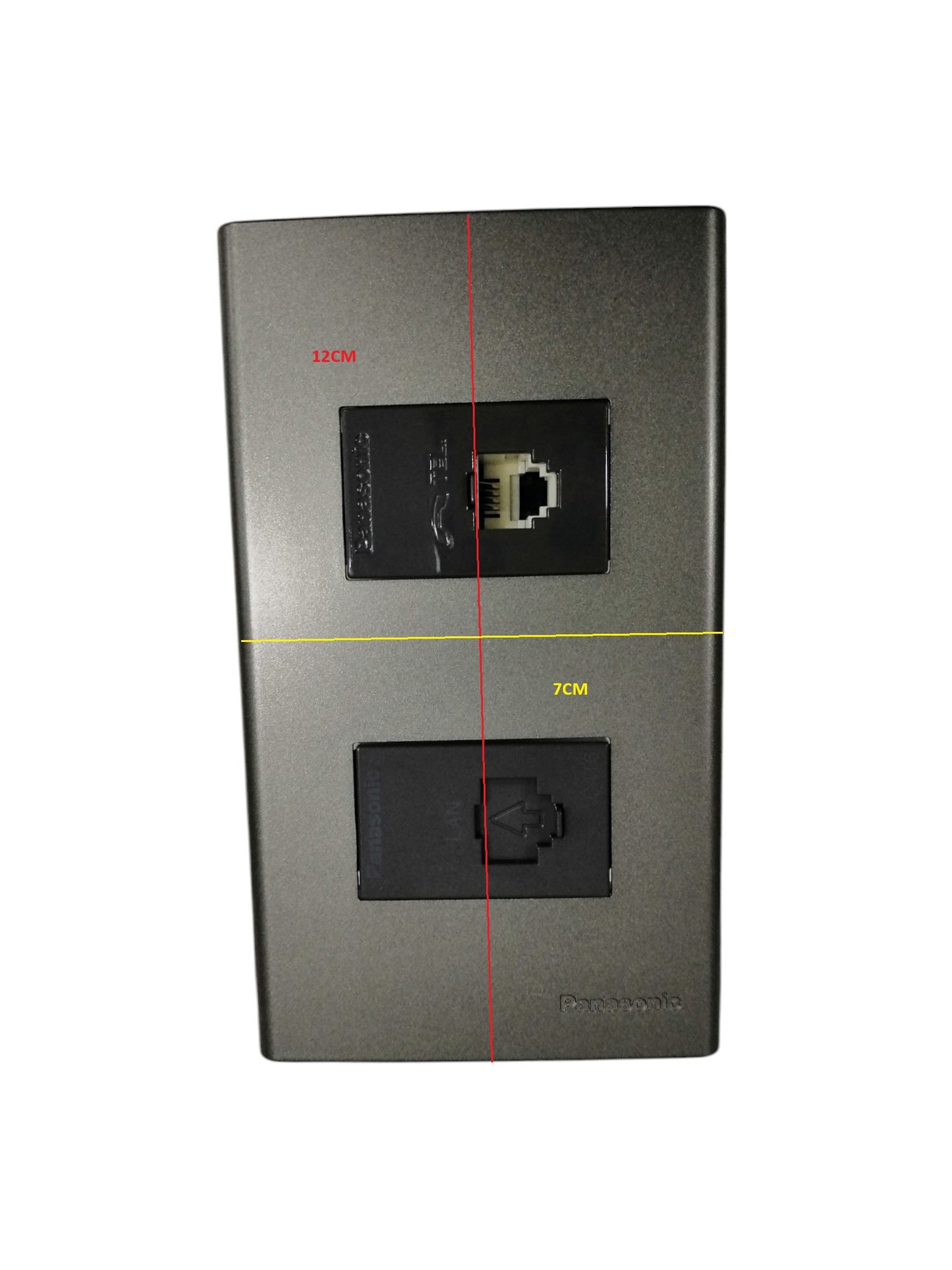 Panasonic 2 Gang CAT 6 Lan Data Outlet and Telephone Outlet,2 Gang RJ45 Outlet and RJ11 Outlet with Plate Cover Metallic Gray WEG6802MH-1/WEG24886H/WEG2164H