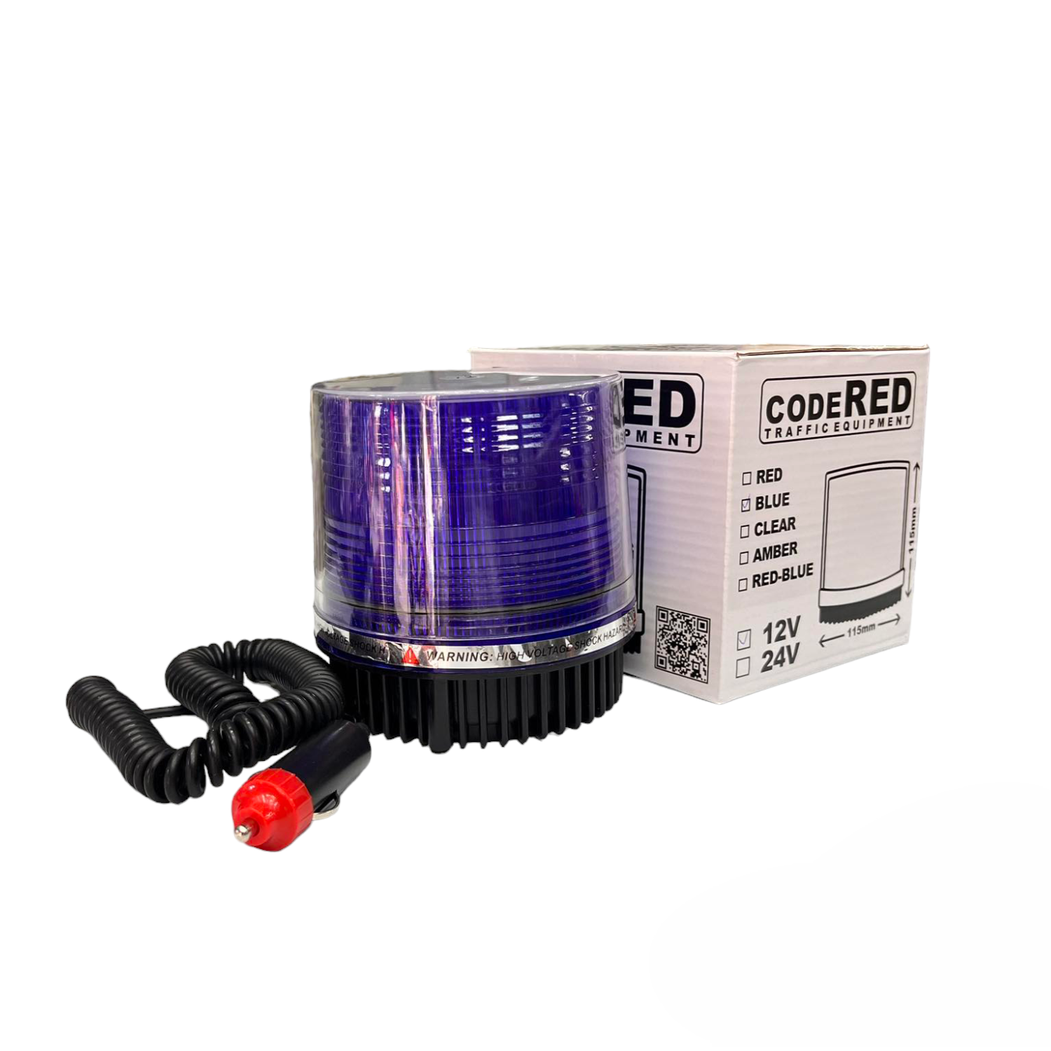 24V Blue Strobe Warning Light with Magnetic Base by Code Red | Electx ...