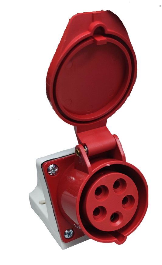 Grippes 16A 3P+E+N Industrial Outlet Cord Wall Type 6h/ 380V-415VAC #115 IEC309-2