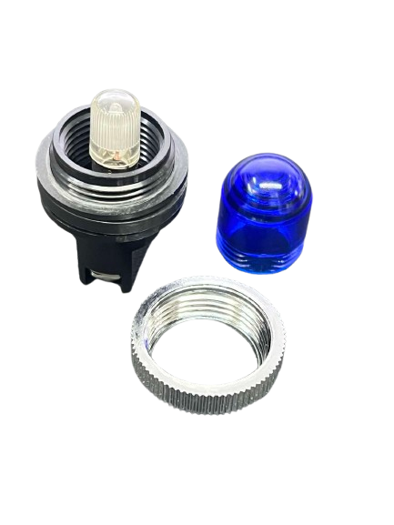 Auspicious 25mm blue neon pilot lamp 220V with chrome base and blue lens for industrial use