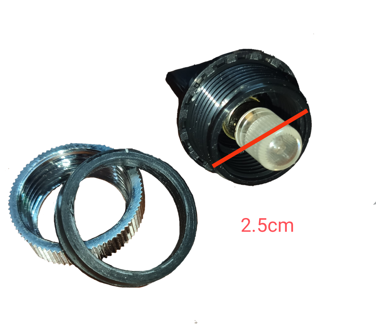 Auspicious 25mm neon pilot lamp 220V with metal rings and black mounting base for work and safety lights