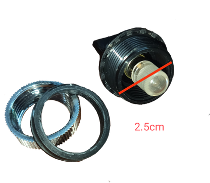 Auspicious 25mm neon pilot lamp 220V with metal rings and black mounting base for work and safety lights