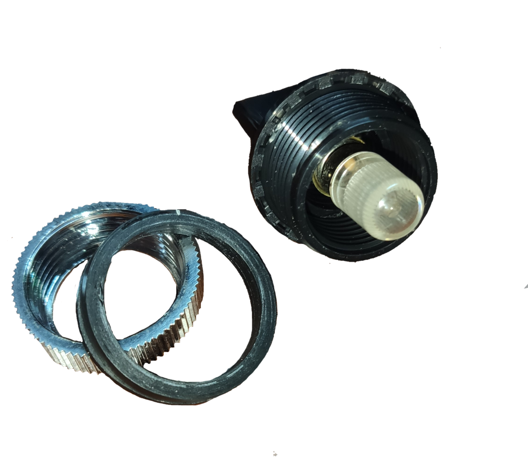 Auspicious 25mm neon pilot lamp 220V with metal mounting rings for work and safety lights