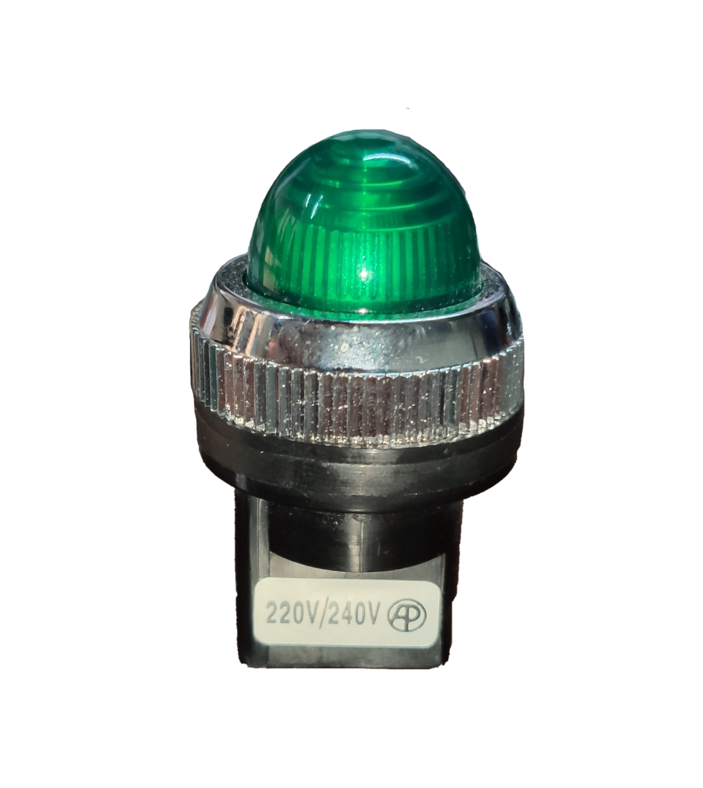 Auspicious 25mm neon pilot lamp 220V with green dome and metal casing for work and safety lighting