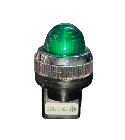 Auspicious 25mm neon pilot lamp 220V with green dome and metal casing for work and safety lighting