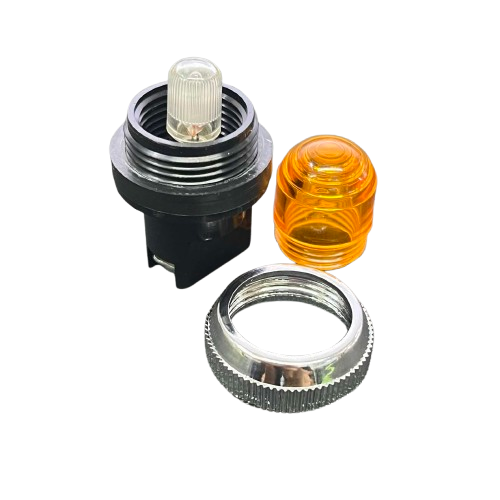 Auspicious 25mm neon pilot lamp 220V yellow with black base and orange cover for industrial safety lighting