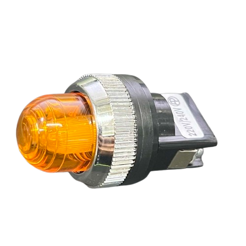 Auspicious 25mm neon pilot lamp 220V yellow with a round orange lens for visibility in work safety settings