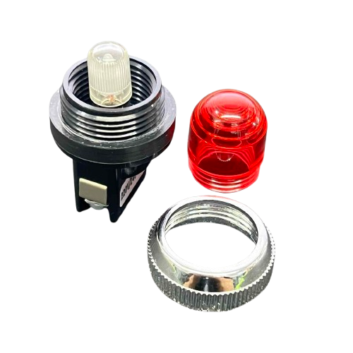 Auspicious 25mm red neon pilot lamp 220V with housing, bulb, and protective cover for work safety applications