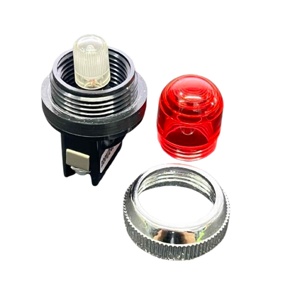 Auspicious 25mm red neon pilot lamp 220V with housing, bulb, and protective cover for work safety applications