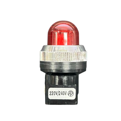 25mm red neon pilot lamp 220V with a clear protective casing for work and safety applications