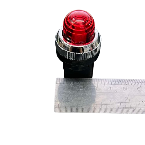 25mm red neon pilot lamp 220V with chrome base and clear lens for visibility in work environments
