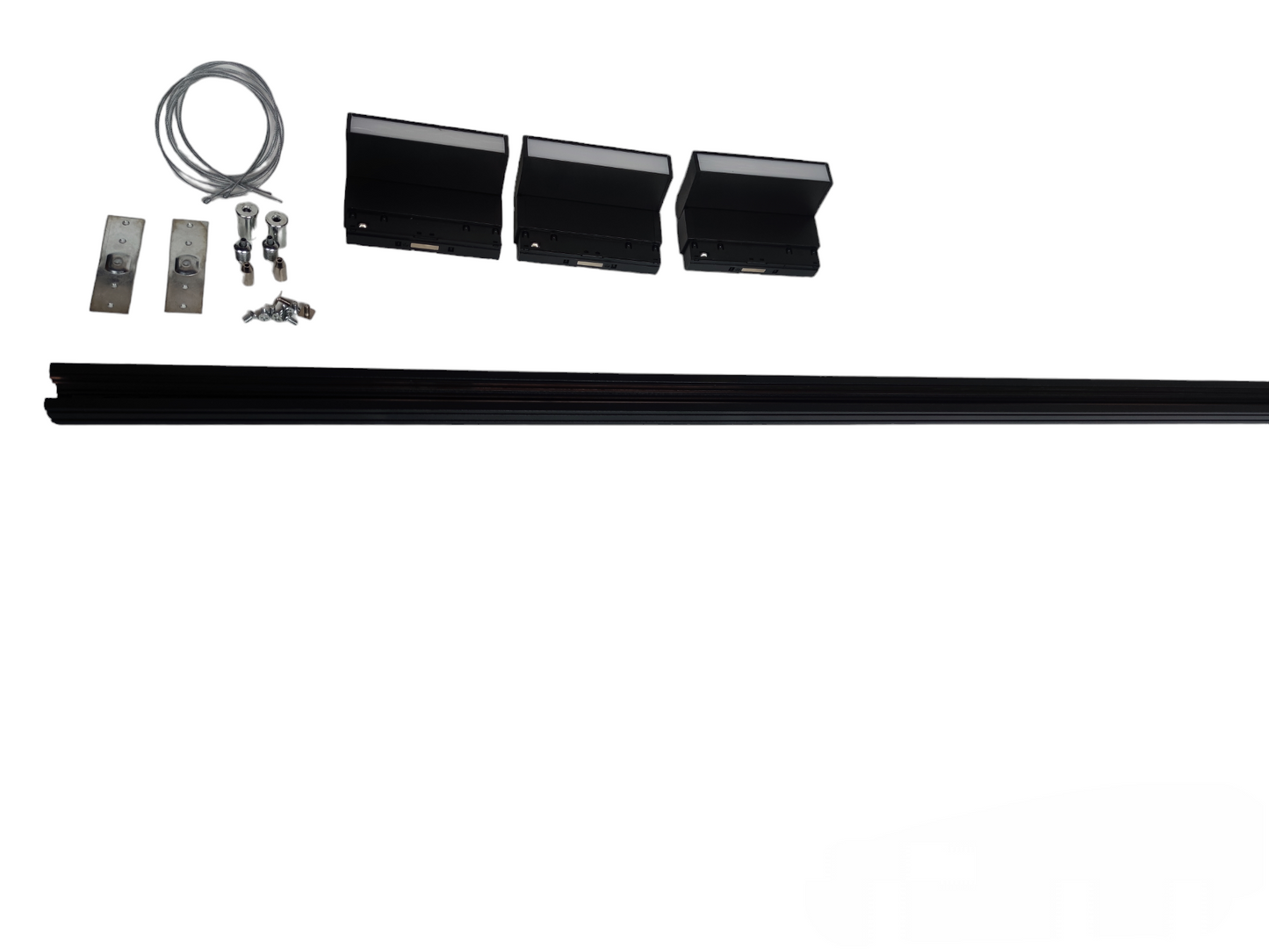 ILLUMIQ TERRA 26mm LED track light for industrial use, includes track and mounting accessories