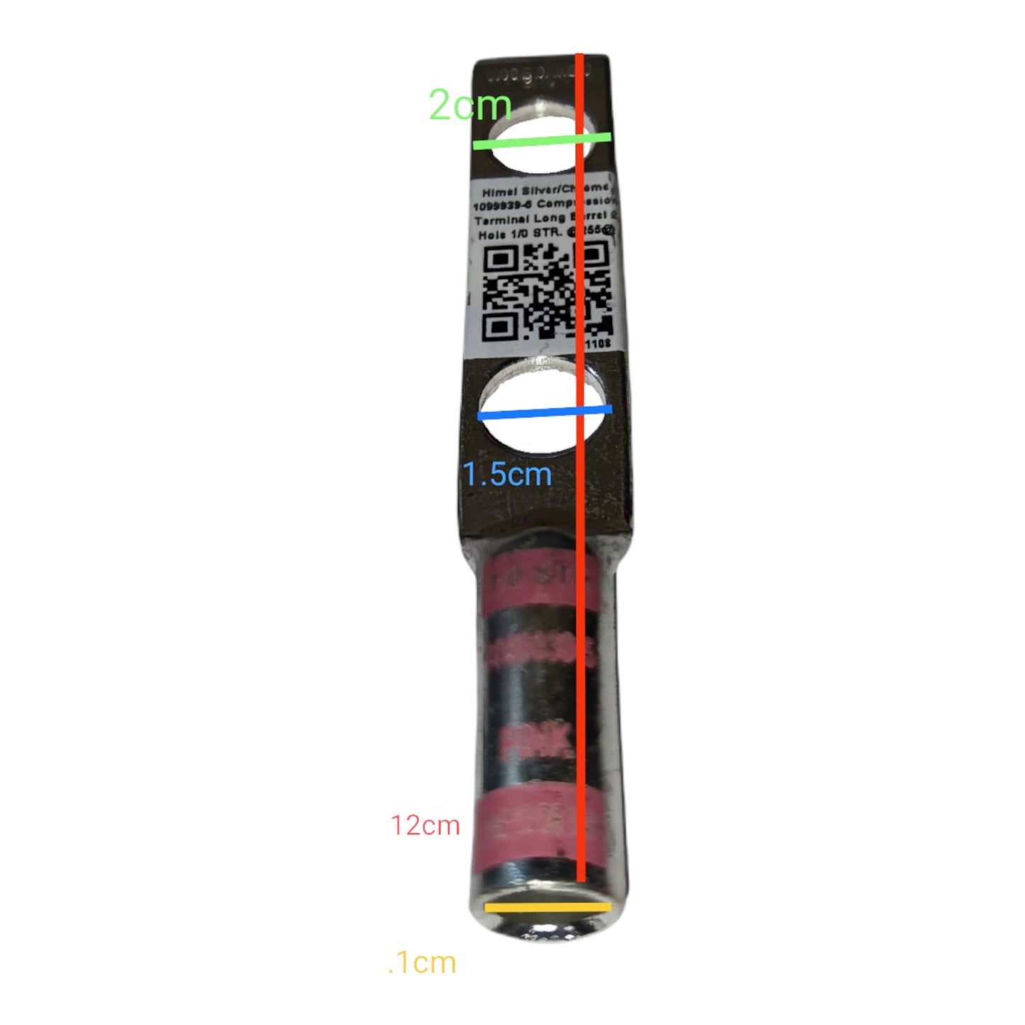 Utilux Terminal Lugs Long Barrel 2 Holes AWG 1/0 or 50mm Wire 14mm Stud 1099939-5 Ring Compression or Crimp Type