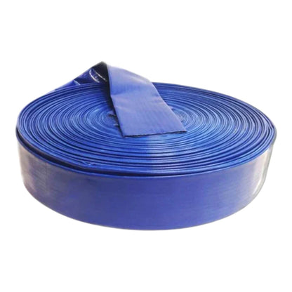 A coiled blue hose or strap with a flat rectangular piece resting on top, photographed on a plain white background.