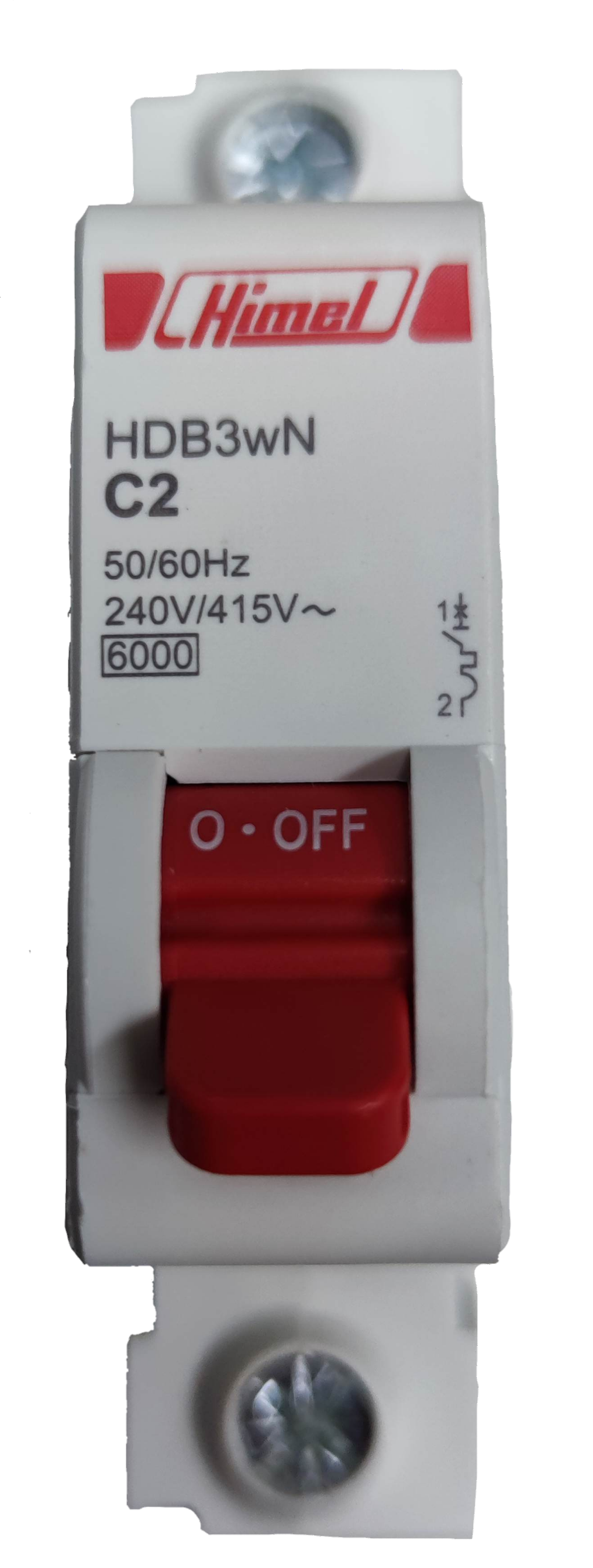 2A miniature circuit breaker 220V by Electx Electrical Supply with red ON OFF switch