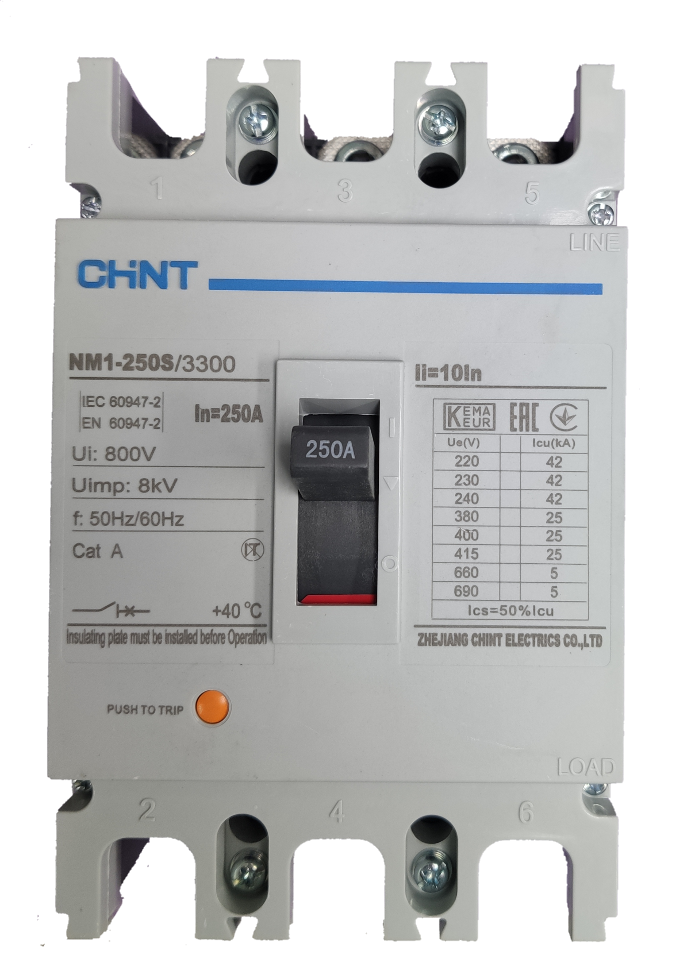 Chint 250A 3 Pole Industrial Circuit Breaker 3 Phase 50 KAIC Circuit Breakers