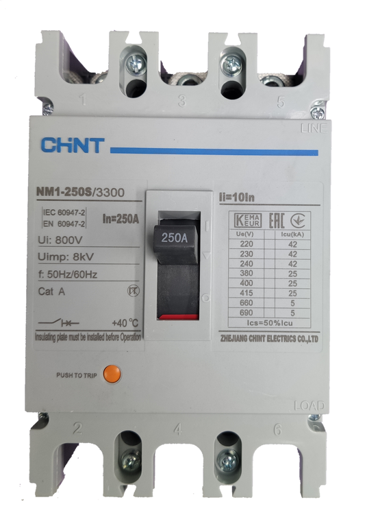 Chint 250A 3 Pole Industrial Circuit Breaker 3 Phase 50 KAIC Circuit Breakers