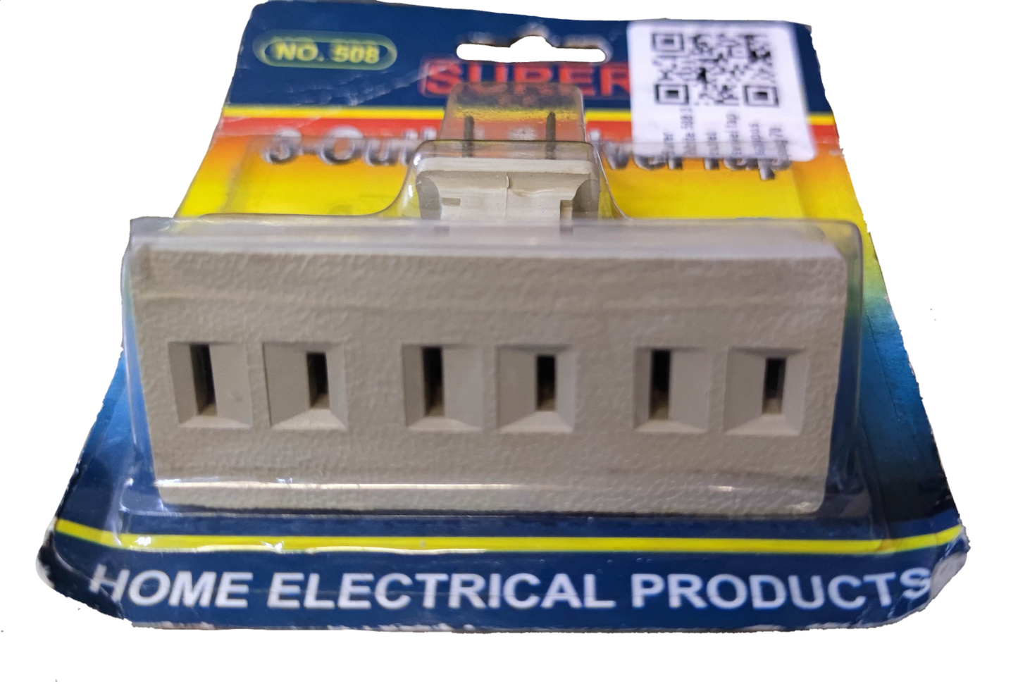 Surer 3 Gang Outlet Tap 15A 125V beige electrical adapter for home use in packaging