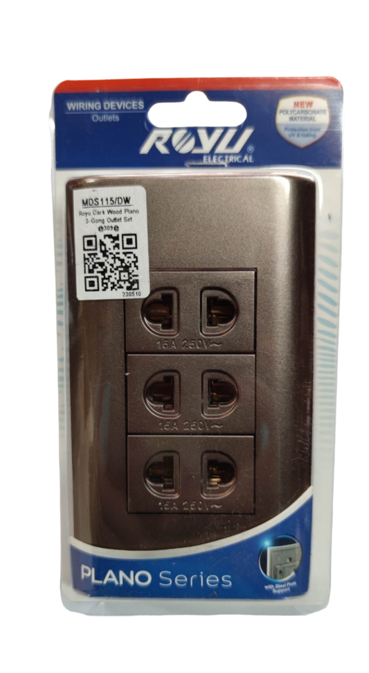 Royu 3 Gang Outlet With Plate MDS115 designed for easy installation and use in any setting