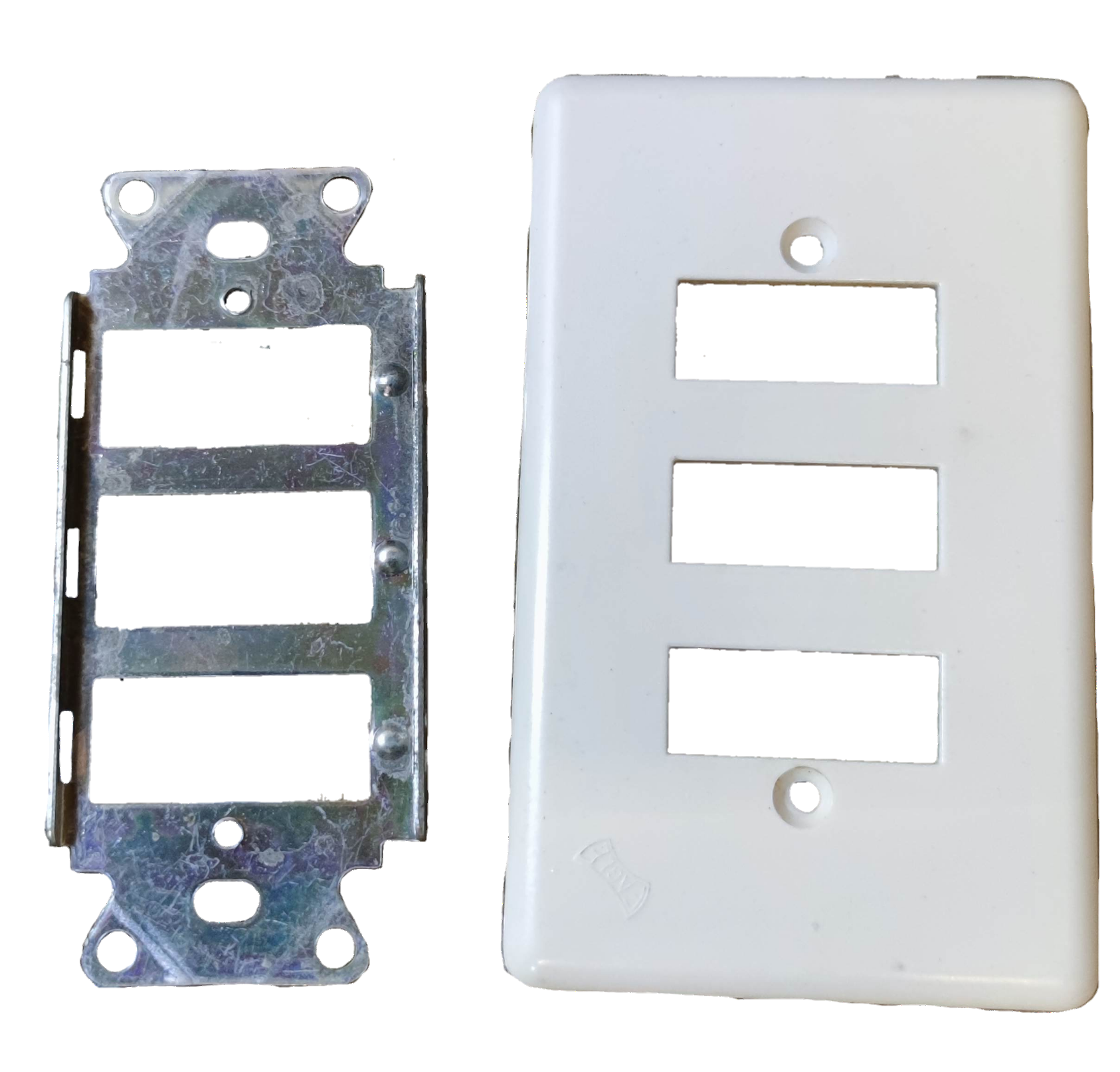 Eagle 3 Gang Plate with Metal Strap for easy installation of power switches and plugs