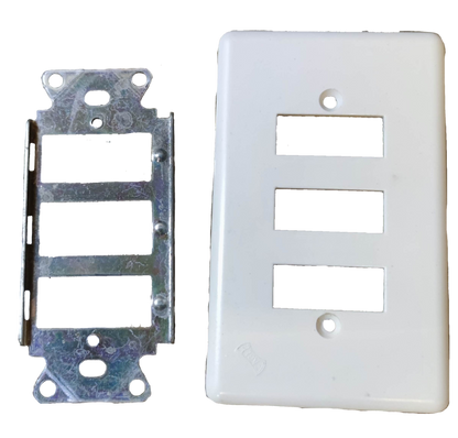 Eagle 3 Gang Plate with Metal Strap for easy installation of power switches and plugs