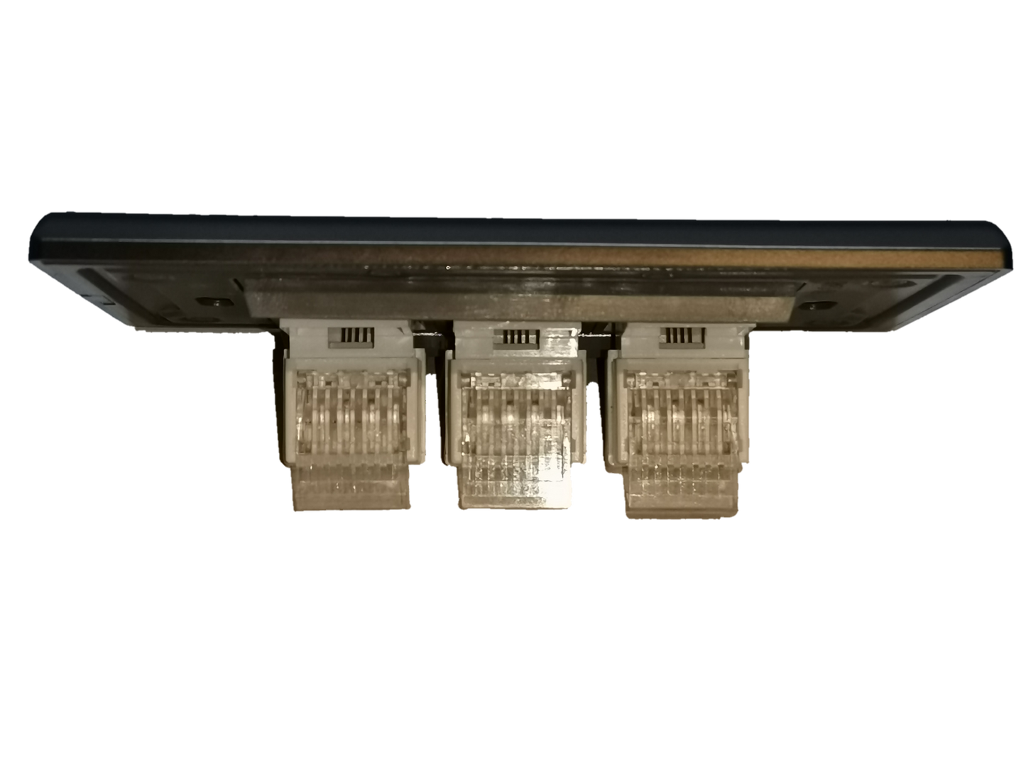 3 gang telephone outlet Dark Gray With Plate featuring three modular ports for easy connectivity