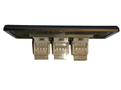 3 gang telephone outlet Dark Gray With Plate featuring three modular ports for easy connectivity