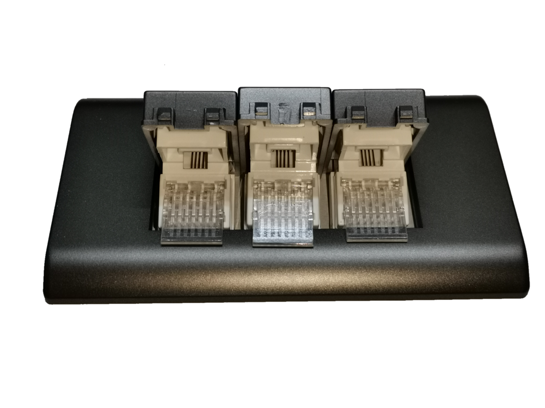 Royu 3 gang telephone outlet Dark Gray With Plate for reliable network connections