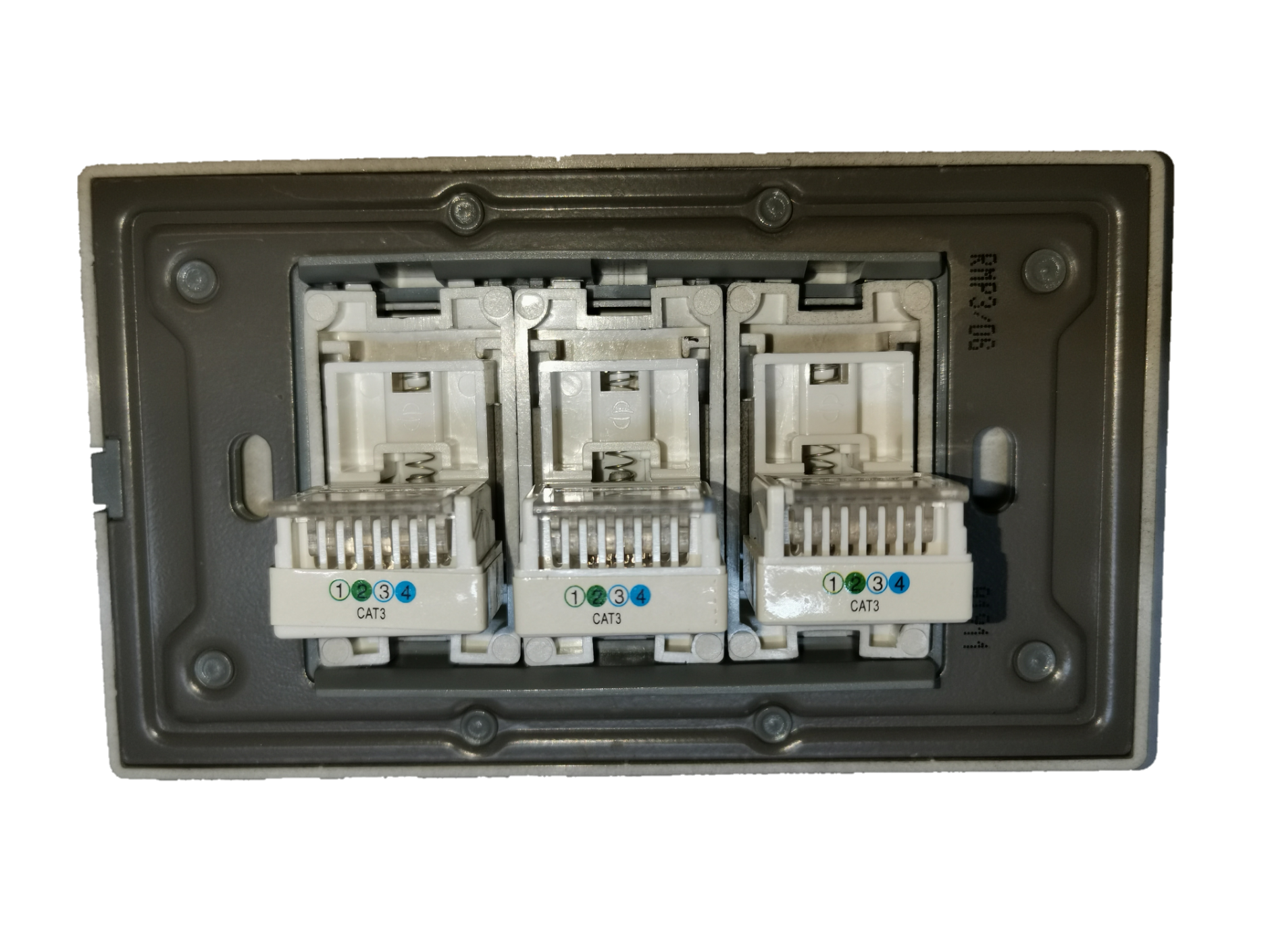 3 gang telephone outlet Dark Gray With Plate featuring three CAT3 ports for efficient connectivity