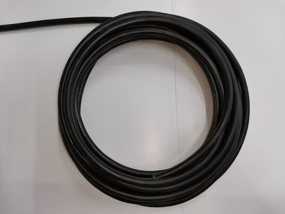 Coiled 3 meter 2.0mm 2 core royal cord wire by Phelps Dodge in black on white background