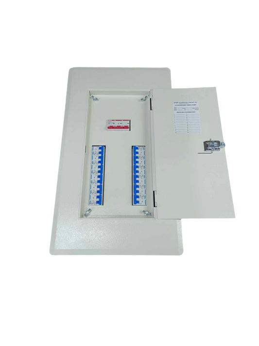Royu Himel Koten 3 phase panel board 80A electrical circuitry with open white metal enclosure