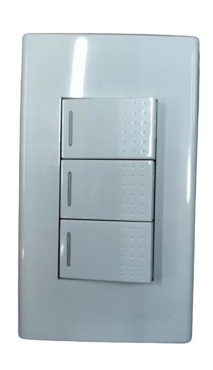 Royu 3 Way switch 10A 250V 3 Gang with sleek white design for efficient control