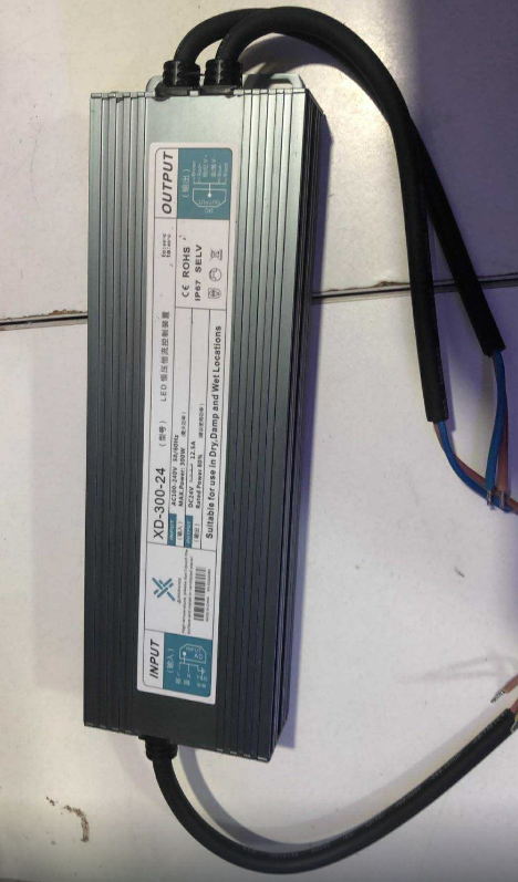 300W LED power supply IP67 DC24V with durable casing and connections for outdoor lighting applications