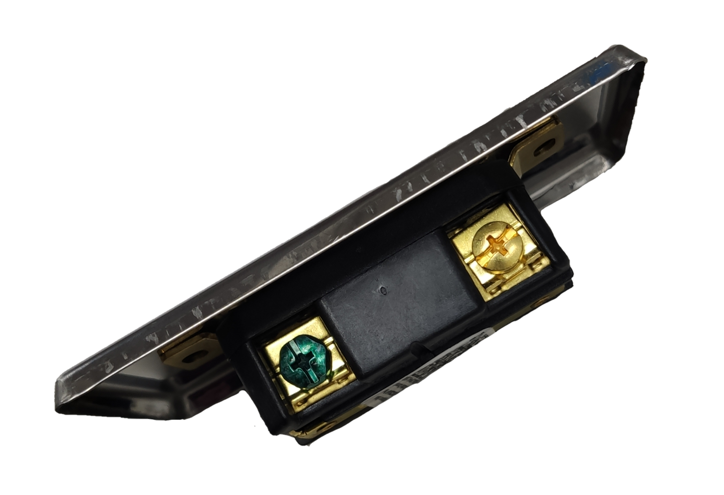 30A Twist Lock Outlet with Stainless Plate 4P showing brass terminal screws and mounting holes