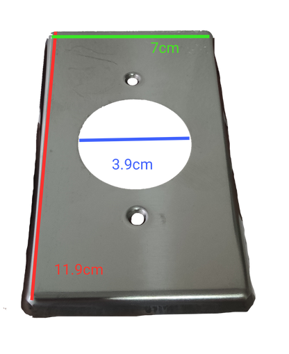 30A Twist Lock Outlet with Stainless Plate 4P by Electx Electrical Supply measuring 7cm by 11.9cm with circular opening