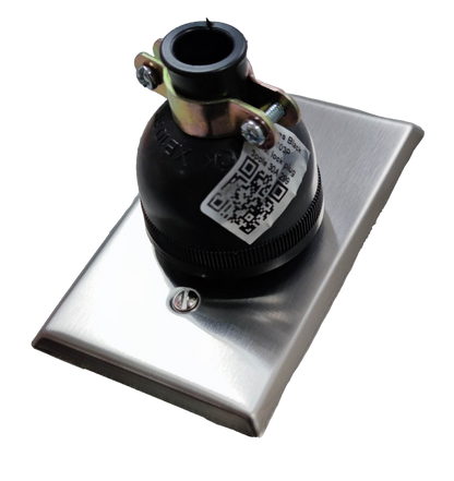 Grippes 30A twist lock wall outlet with stainless steel faceplate for secure electrical connections