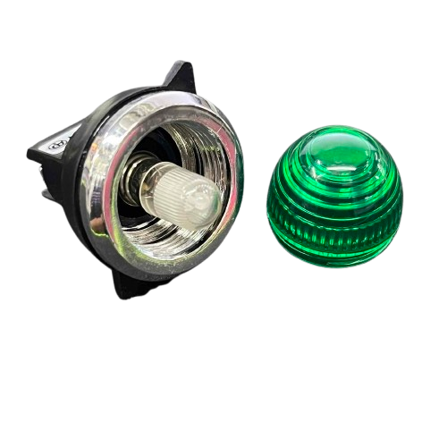 30mm 220V green pilot lamp with clear bulb and textured dome cover for industrial use