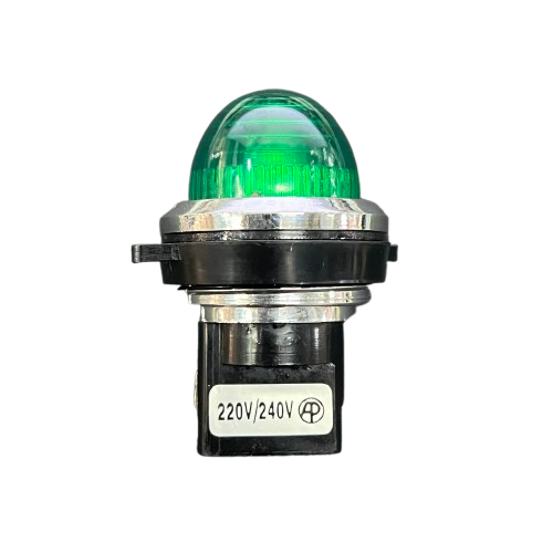 30mm 220V green pilot lamp with a durable housing and bright illumination for work safety applications