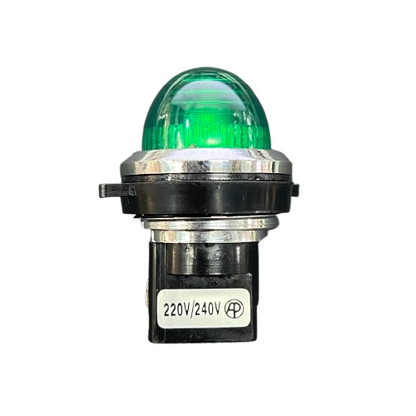 30mm 220V green pilot lamp with a durable housing and bright illumination for work safety applications