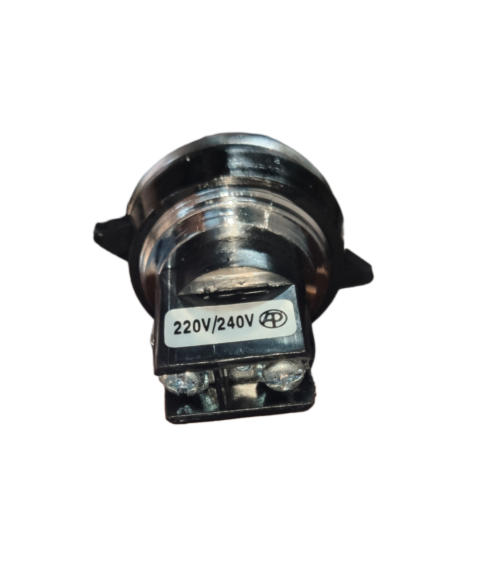 Auspicious 30mm pilot lamp 220V work and safety light with clear round housing on black background