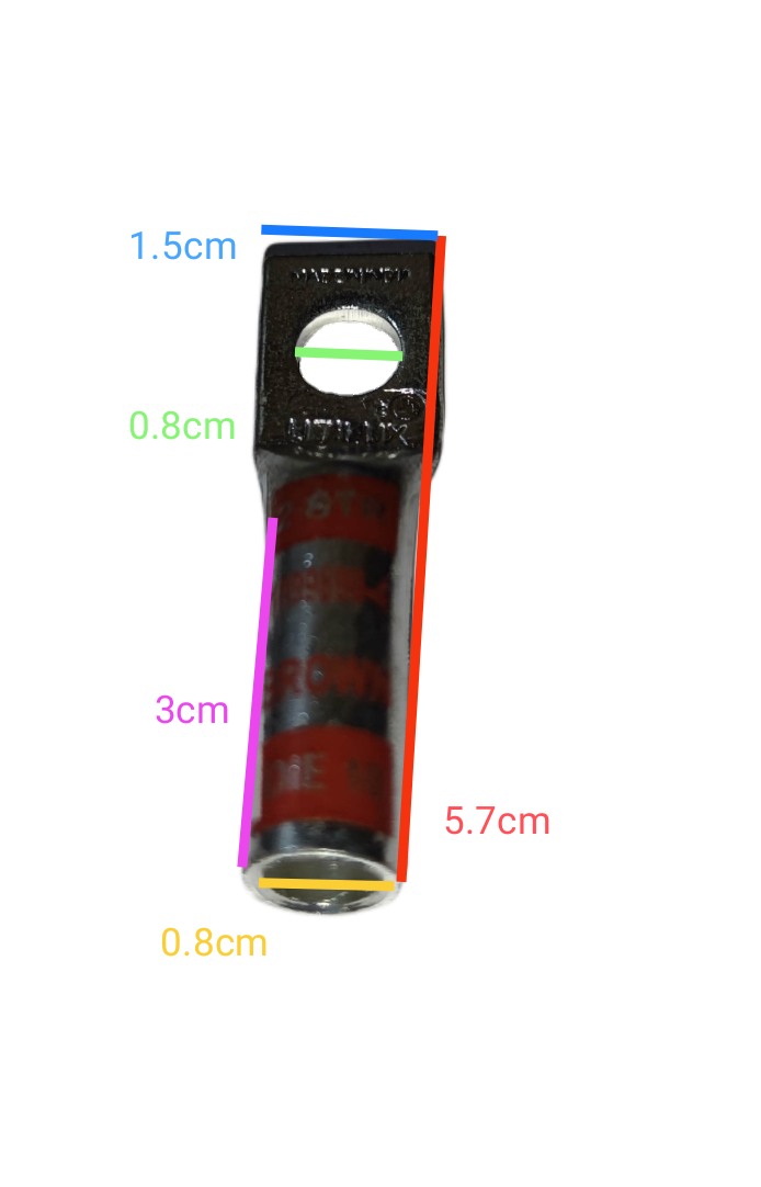 Utilux 30mm Wire Size 1099899-4 Terminal Lugs electrical wiring connector with measurements on black background