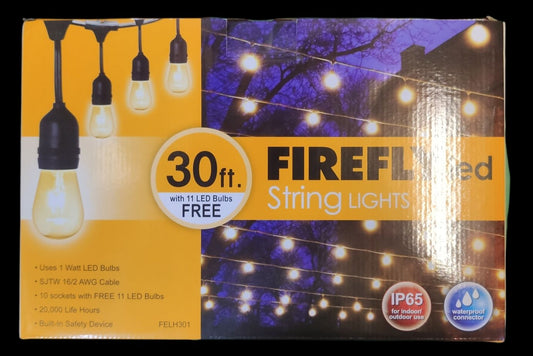 Firefly String Lights E27 1 W LED Warm White 30 Feet, 30W 220V Weather Proof FELH310, Outdoor String Light 10 Sockets
