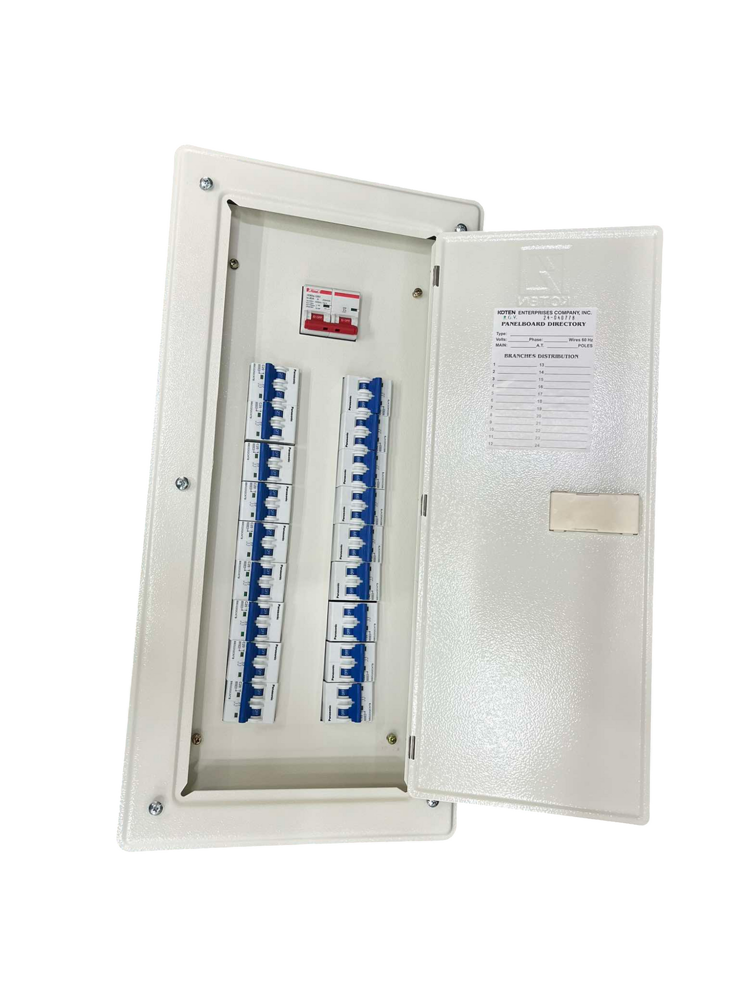 Panel Board 125A 2pole Main Miniature Circuit Breaker ( Himel) with 16 Branches 2pole Miniature Circuit Breaker ( Panasonic)
