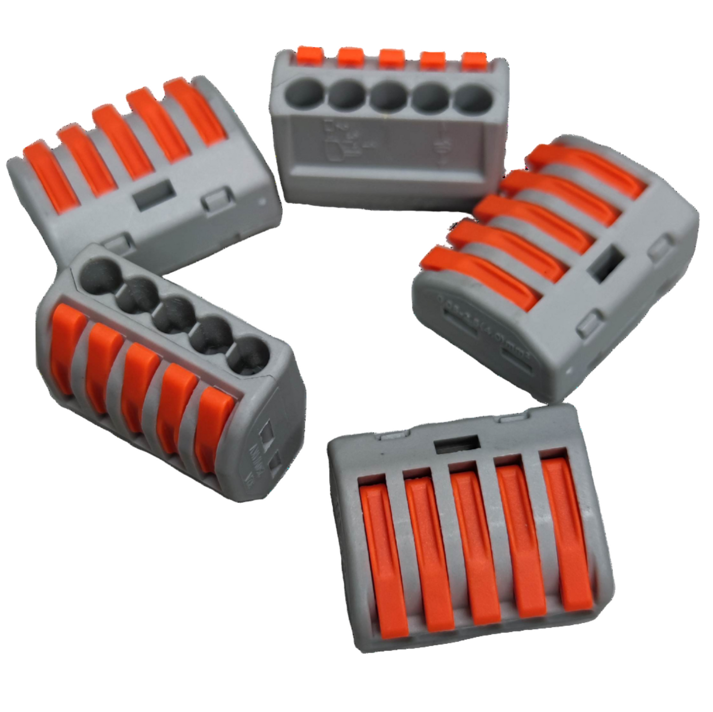 Group of 32A 250V electrical connectors with orange and gray design for safe wiring connections