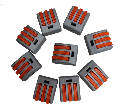 Set of gray and orange 32A 250V wire terminal block electrical connectors arranged in a circle