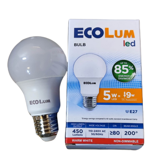 Ecolum 5W LED Bulb 220V E27 Warm White