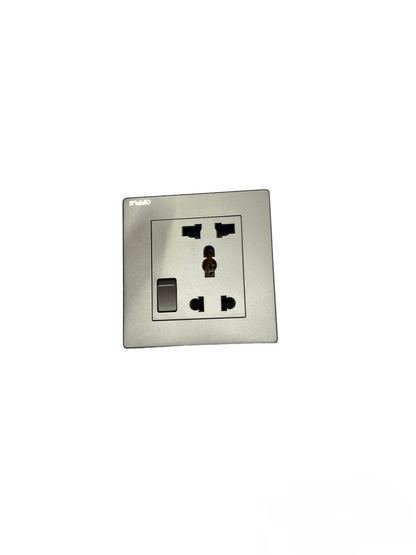 Opple Duplex Universal Outlet with Ground with Switch Control Square Type Gray with Plate Cover 16A 220VF021681A