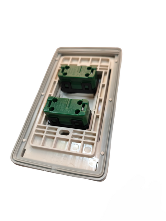 Omni Weatherproof 2 Gang 1 Way Device 16A 250V with Plate Cover WPP-602+WWP-112+(WWS-213x2)