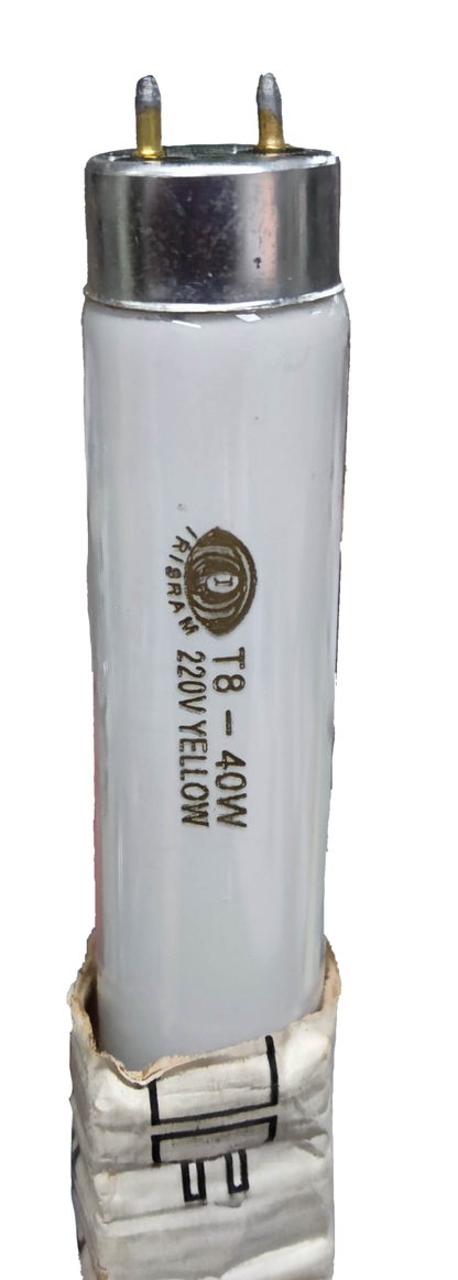 Irisram 36W T8 yellow fluorescent tube with metal pins and white glass body for lighting