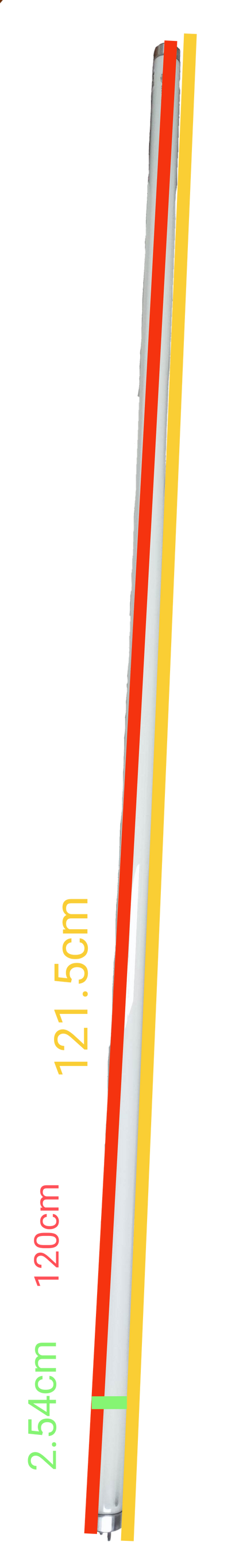 Irisram 36W T8 yellow fluorescent tube measuring 121.5 cm length with slim design